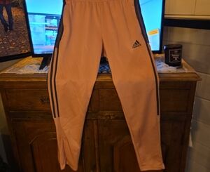 Adidas Warm Light Pink Joggers with Charcoal Stripes
